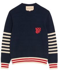 Valentino - Stripe Detailed Crewneck Jumper - Lyst