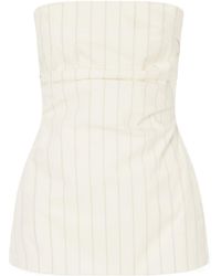 St. Agni - Strapless Tie Back Pinstriped Top - Lyst