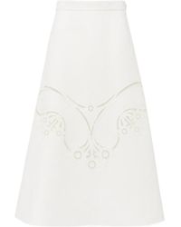 Chloé - Chloé Embroidered High-Waisted Midi Skirt - Lyst