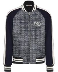 Valentino - Logo Embroidered Zip-Up Tweed Jacket - Lyst