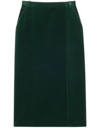 Saint Laurent - Velvet Wrap Midi Skirt - Lyst