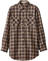 Miu Miu - Tartan Wool Shirt - Lyst