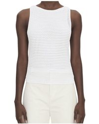 Vince - Sleeveless Boat Neck Knitted Top - Lyst