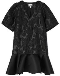 Ganni - Satin Cloque Mini Dress - Lyst