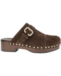 Chloé - Chloé Studded Buckle Platform Mules - Lyst