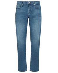 FRAME - Logo Patch Straight-Leg Jeans - Lyst