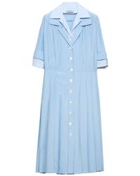 Prada - Pongé And Poplin Shirt Dress - Lyst
