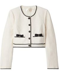 LoveShackFancy - Talika Cropped Bow-Embellished Jacket - Lyst