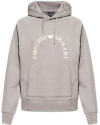 Emporio Armani - Logo-Embroidered Cotton Hoodie - Lyst