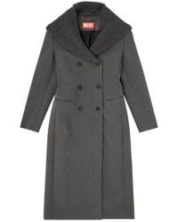 DIESEL - Golden Long Double-Breasted Coat - Lyst