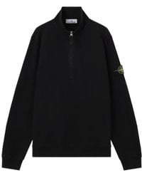 Stone Island - Regular-Fit Half-Zip Sweatshirt With Ribbed Inserts - Lyst