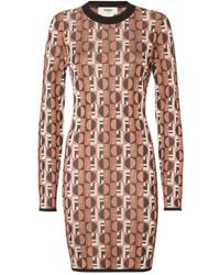 Fendi - Optical Archive Print Long-Sleeve Mini Dress - Lyst