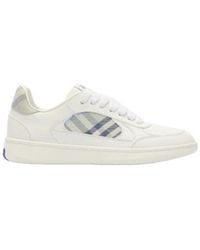 Burberry - Checked Detail Low-Top Sneakers - Lyst