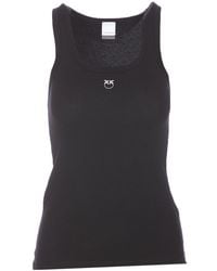 Pinko - Logo Detailed Ribbed Tank Top - Lyst