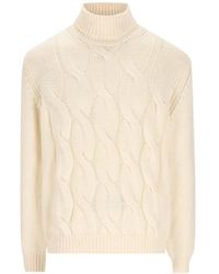Herno - Cable-Knit Turtleneck Knitted Sweater - Lyst