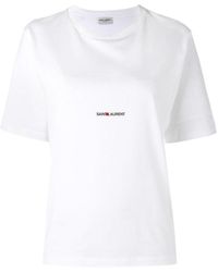Saint Laurent - Logo-Print Crew-Neck T-Shirt - Lyst