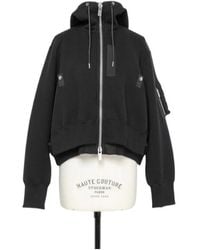 Sacai - Sponge Sweat X Nylon Twill Hoodie - Lyst