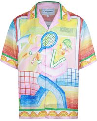 CASABLANCA - Crayontennis Print Campcollar Shortsleeve Shirt - Lyst