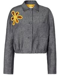 Fendi - Flower-Appliqué Cropped Jacket - Lyst