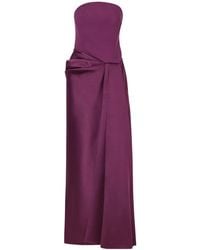 Solace London - Strapless Twill And Crepe Gown - Lyst