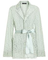 Dolce & Gabbana - Lace-Detail Belted Jacket - Lyst