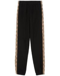 Burberry - Check Trim Cotton Jogging Pants - Lyst