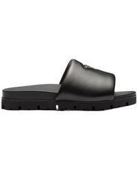 Prada - Triangle Logo Plaque Slides - Lyst