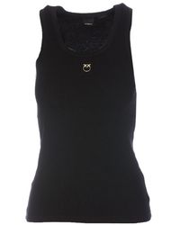 Pinko - Logo Plaque Ribbed Tank Top - Lyst