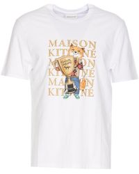 Maison Kitsuné - Maison Kitsuné Fox Champion Printed Crewneck T-Shirt - Lyst