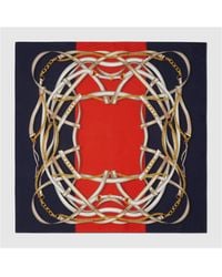 Gucci - Stirrup Printed Silk Square - Lyst