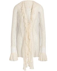 Alberta Ferretti - Dotted Tulle Shirt With Lace Ruffles - Lyst
