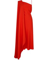 Balenciaga - One-Shoulder Draped Midi Dress - Lyst
