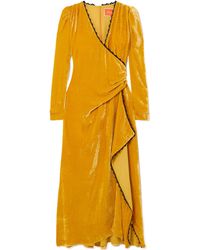 La DoubleJ - Wrap-Style Long Dress With Draped Lace Trim - Lyst