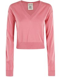 Semicouture - V-Neck Long-Sleeved Sweater - Lyst
