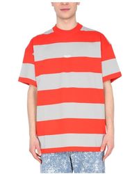 MSGM - Embroidered Logo Striped T-Shirt - Lyst