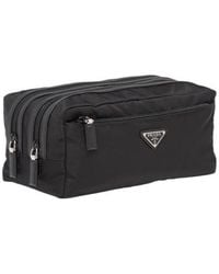 Prada - Re-Nylon And Saffiano Leather Travel Pouch - Lyst
