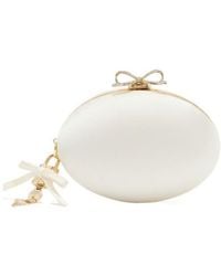 Self-Portrait - Cream Satin Oval Clutch - Lyst