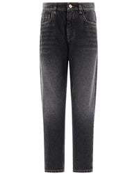 Brunello Cucinelli - Logo Patch Tapered Leg Jeans - Lyst