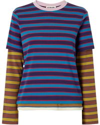 STAUD - Striped Stretch Cotton-Jersey T-Shirt - Lyst