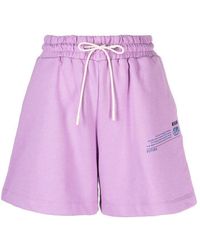 MSGM - Slogan Print Drawstring Track Shorts - Lyst