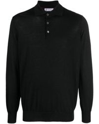 Brunello Cucinelli - Button-Front Long-Sleeved Polo Shirt - Lyst