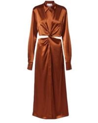Galvan London - Hock Gathered Satin Midi Dress - Lyst