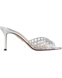 Aquazzura - 75Mm Crystal-Embellished Lattice Mules - Lyst