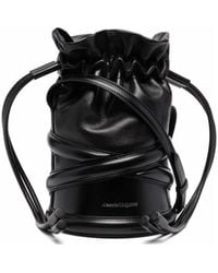 McQueen - Logo Printed Drawstring Bucket Bag - Lyst