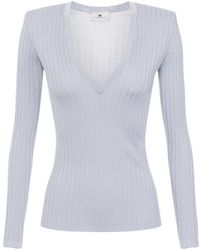 Elisabetta Franchi - Long-Sleeved V-Neck Jumper - Lyst