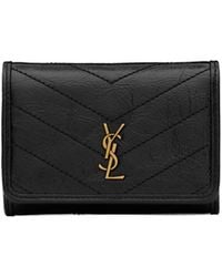 Saint Laurent - Niki Portefeuille Fin À Trois Volets En Cuir Vintage - Lyst