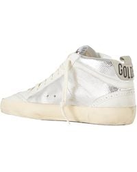 Golden Goose - Mid Star Distressed Suede-Trimmed Metallic Snake-Effect Leather Sneakers - Lyst