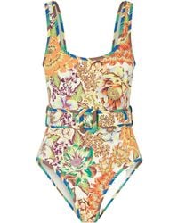 ALÉMAIS - Belted Floral-Print Swimsuit - Lyst