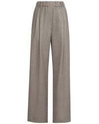 Brunello Cucinelli - Sparkling Virgin-Wool Pinstripe Track Trousers With Monili - Lyst