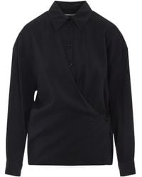 Lemaire - Long-Sleeved Draped Shirt - Lyst